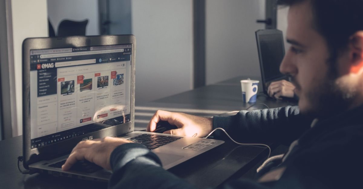 Person browsing a fast-loading website on a laptop