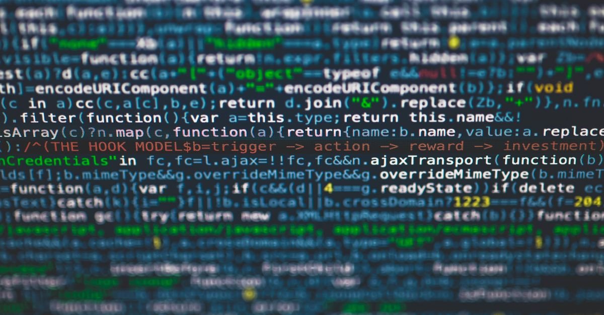Lines of code and data on a monitor