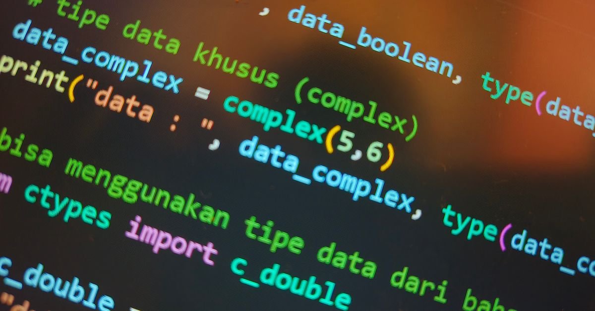 Colorful code in an editor closeup