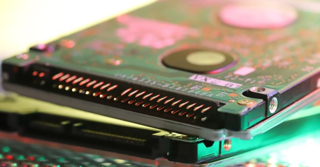Colorful memory and storage hardware on a circuit board