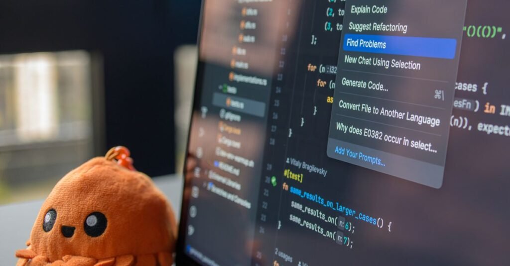 Code editor showing AI-assisted actions