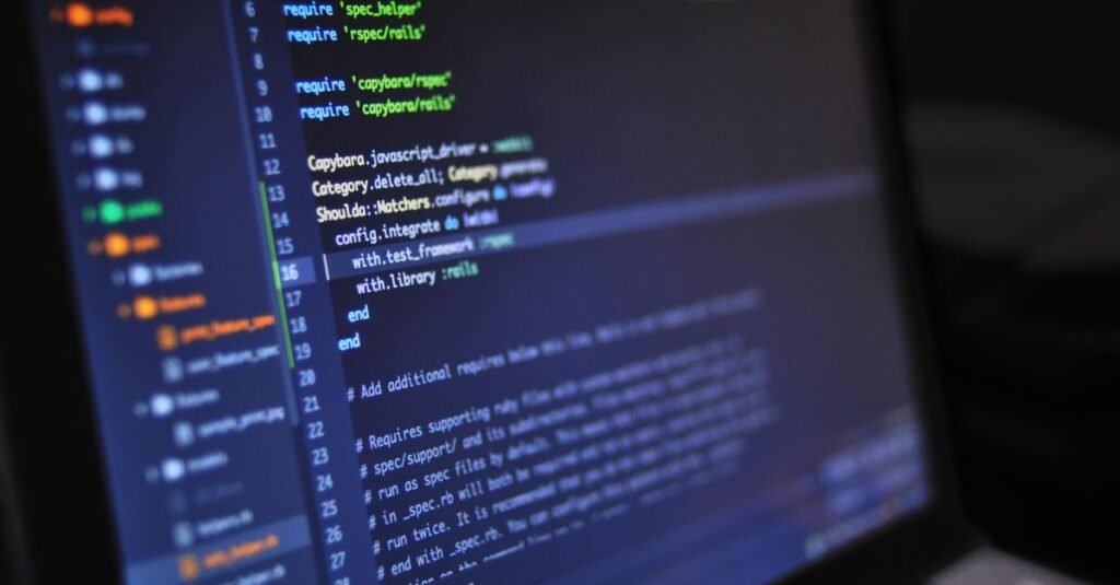 Application code and deployment logs on a screen