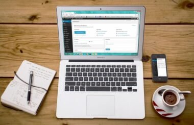 WordPress admin dashboard open on a laptop