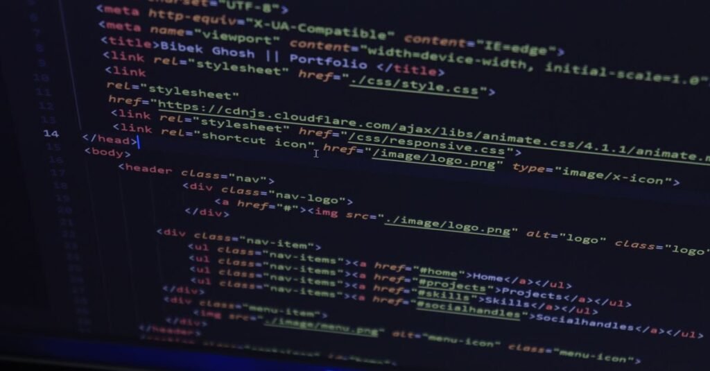 Lines of code on a screen