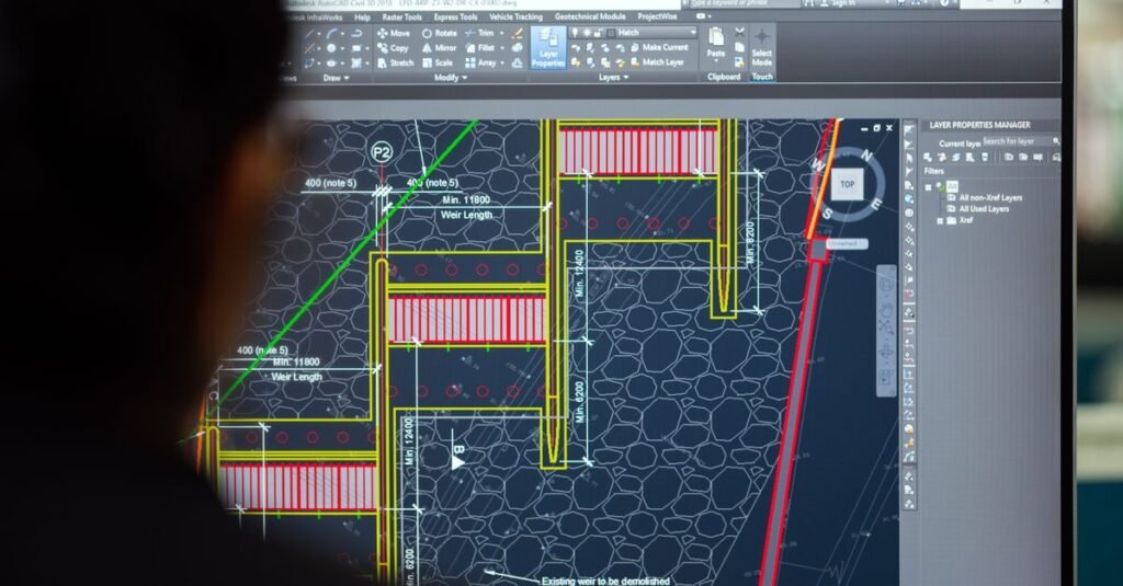 Developer reviewing a technical diagram on screen