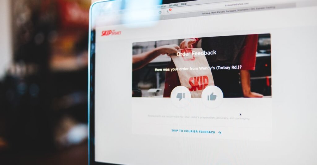 A website open in a browser on a laptop