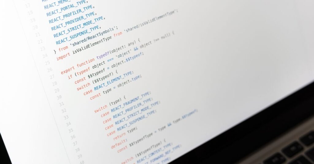 Code displayed on a laptop screen