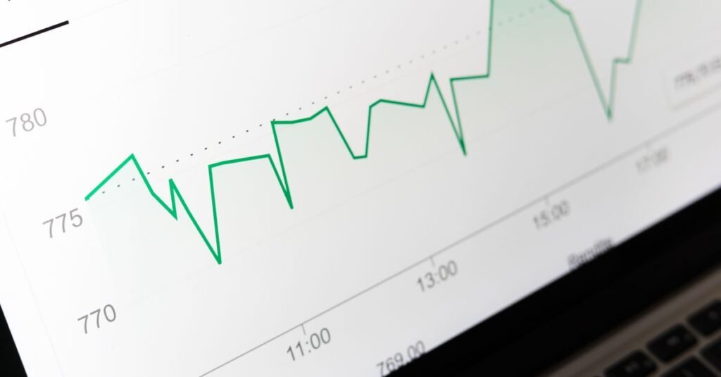 A line graph showing a data trend on screen