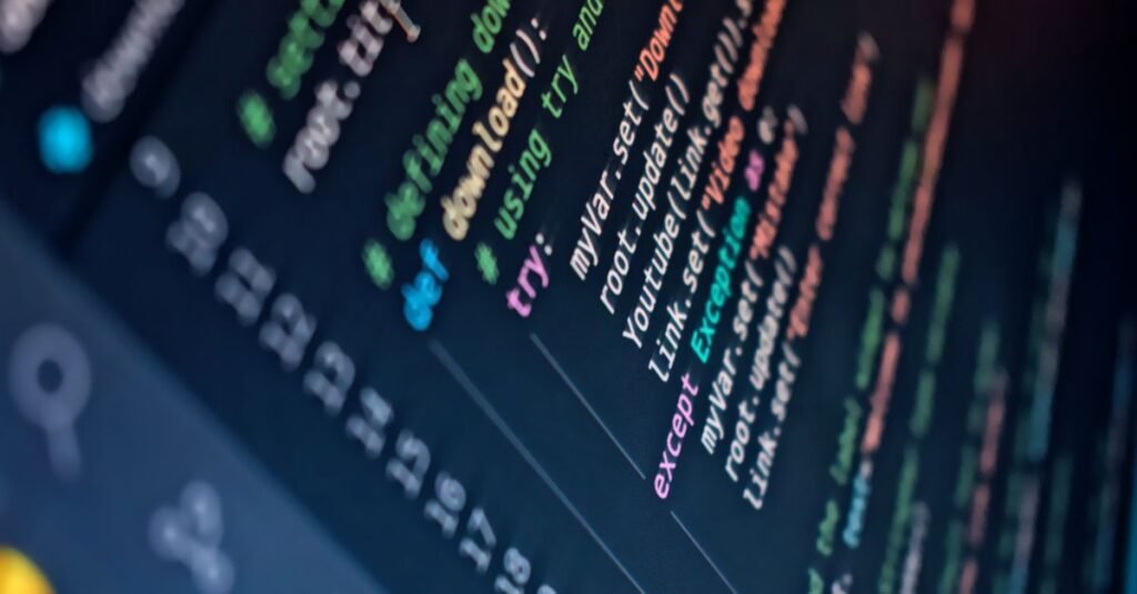 Colorful code on a developer's screen