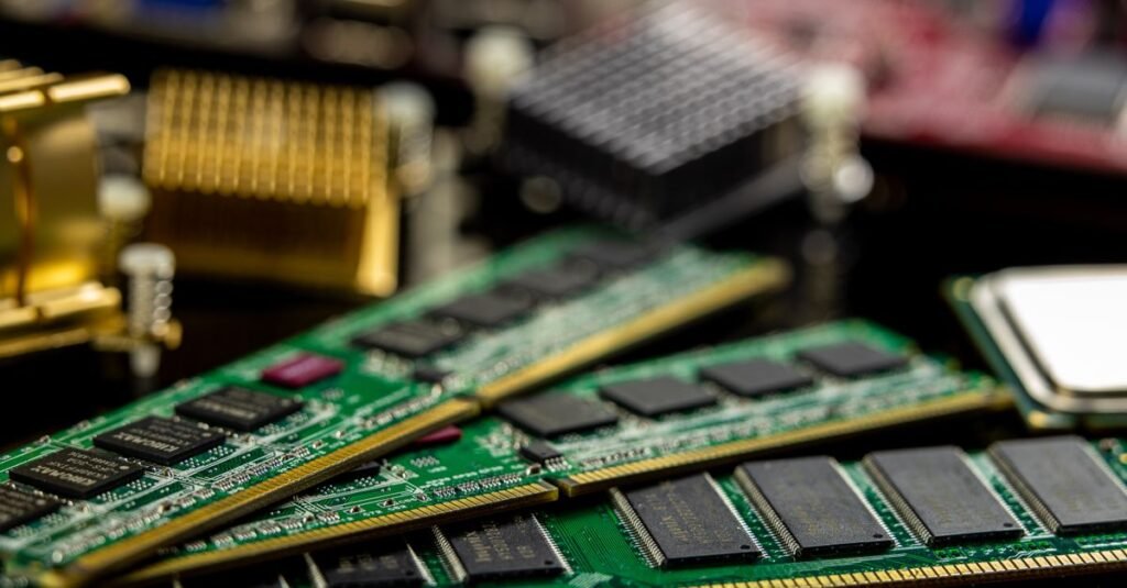 RAM modules installed on a motherboard