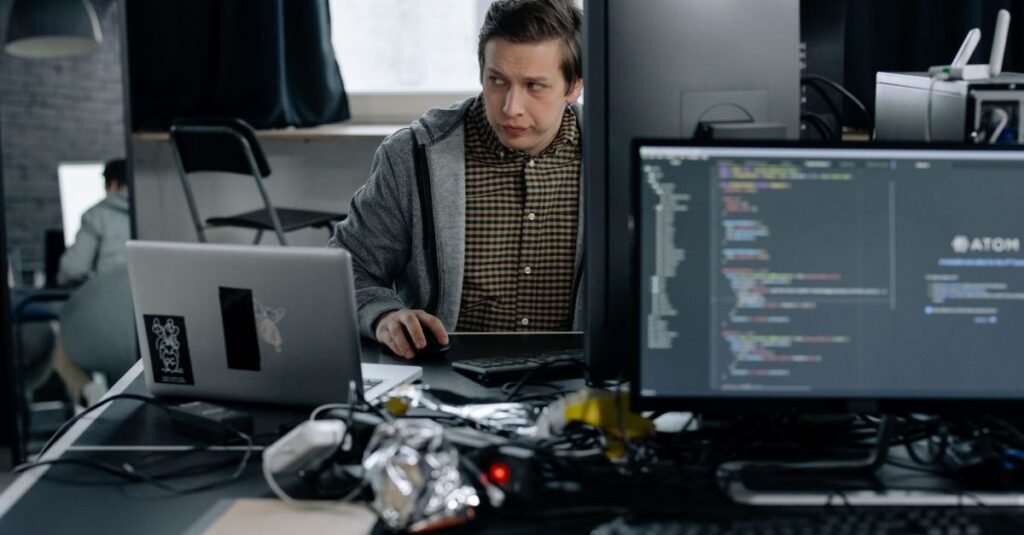 Developer working at a code editor