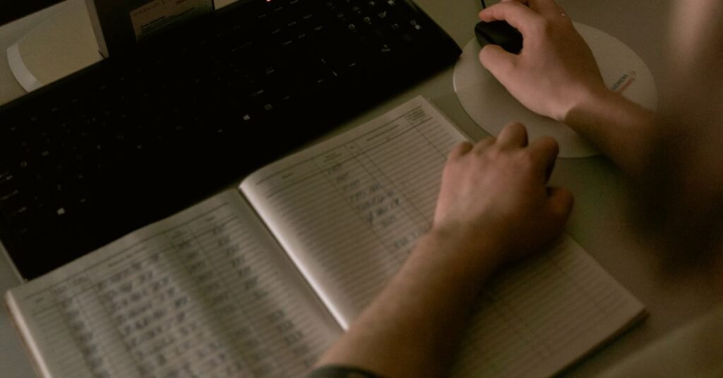 A person working with data on a laptop
