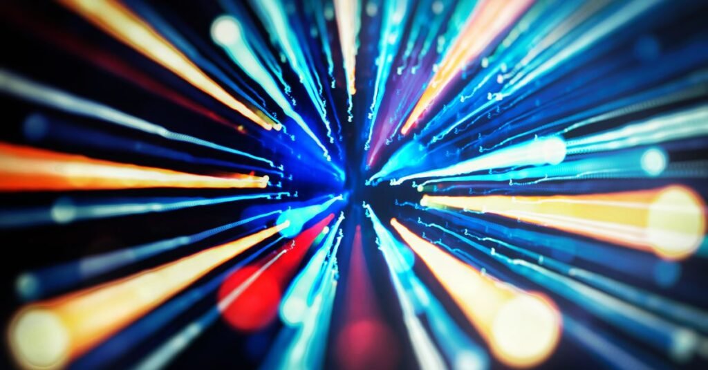 A burst of blue light representing speed