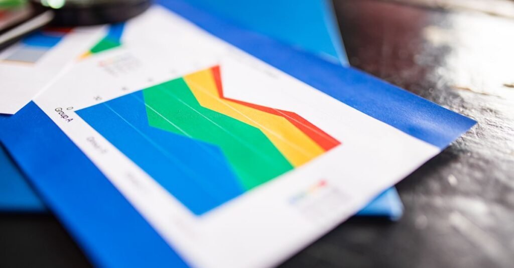 A colorful data chart on a printed report